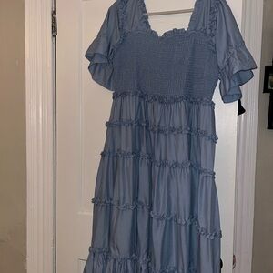 Jessa Kae Blue Senna Smocked Dress